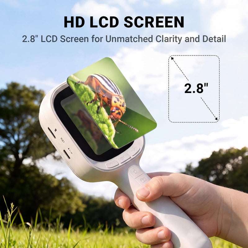 ScopeAround Digital Microscope, Autofocus Handheld Microscope, Magnifier with 2.8" IPS Screen and LEDs, Portable Magnifying Glass, 32 GB MicroSD Memory Card, Compatible with Mac/Windows