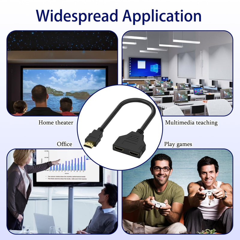 Dual HDMI Adapter for 2 Monitors, HDMI Splitters 1 in 2 Out, Male to Double Female HDMIs Adapter for TV LCD DVD HDTV Player Projector Dual Monitors, HDMI Splitters 1 in 2 Out