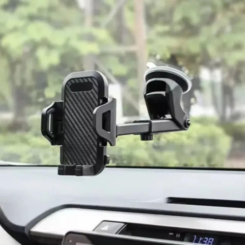 3-in-1 Car Phone Holder 360° Adjustable Car Phone Mount, Cell Phone Holders for Your Car for Dashboard Vent, All Smartphones & Car Models (Black) [122+LBS Strongest Suction & Stable Clamp Arm]