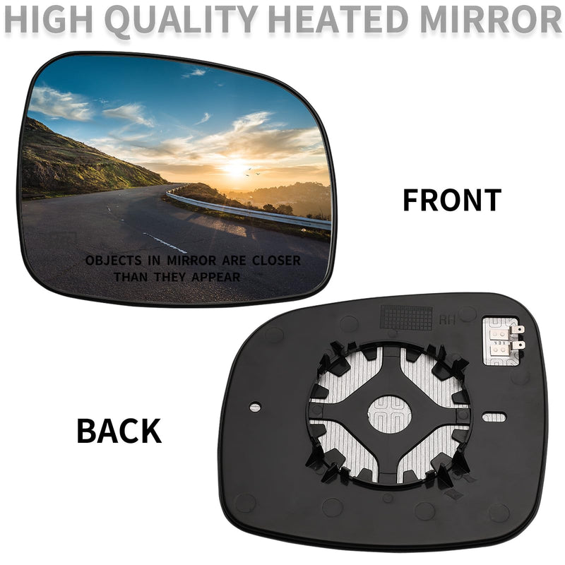Passenger Side Mirror Replacement for Chrysler Town Country 2008-2016, Dodge Grand Caravan 2008-2020, RAM CV 2012-2015, VW Routan 2009-2014 - Right Side Rear View Mirrors Glass with Heated Passenger Side (Right)