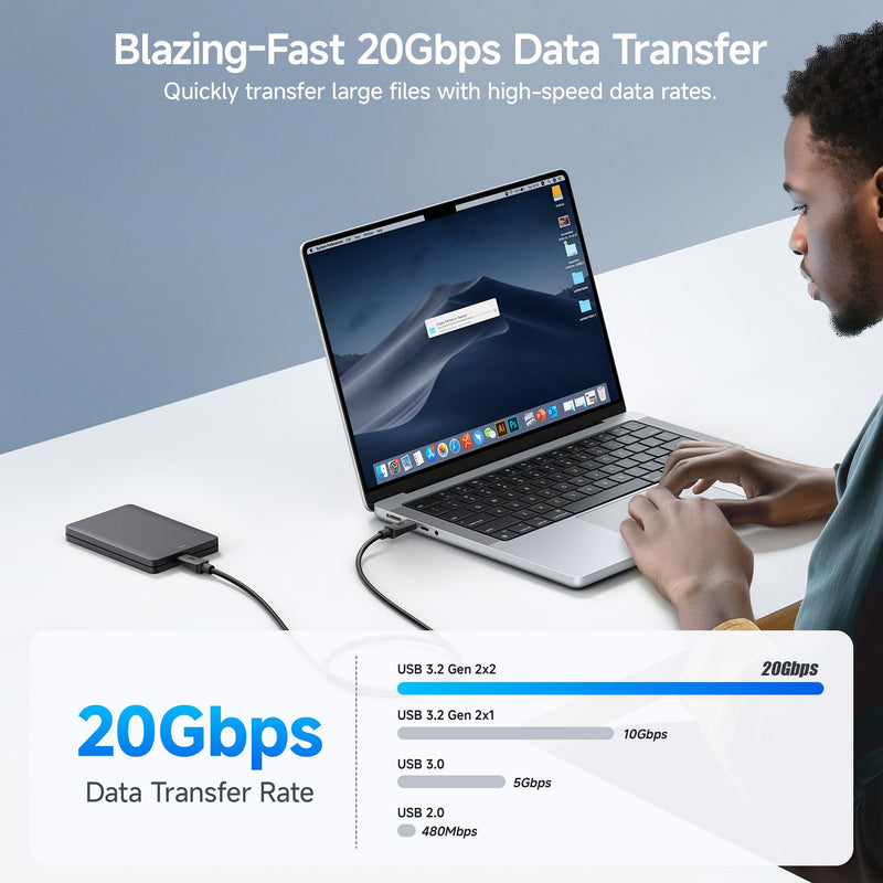 Cable Matters 2-Pack, 20Gbps USB C to USB C Monitor Cable - 6ft / 1.8m, Supports Up to [8K@30Hz/4K@120Hz Video, 240W Charging, 20Gbps Data Transfer], USBC Video Cable, Works with CarPlay, Android Auto