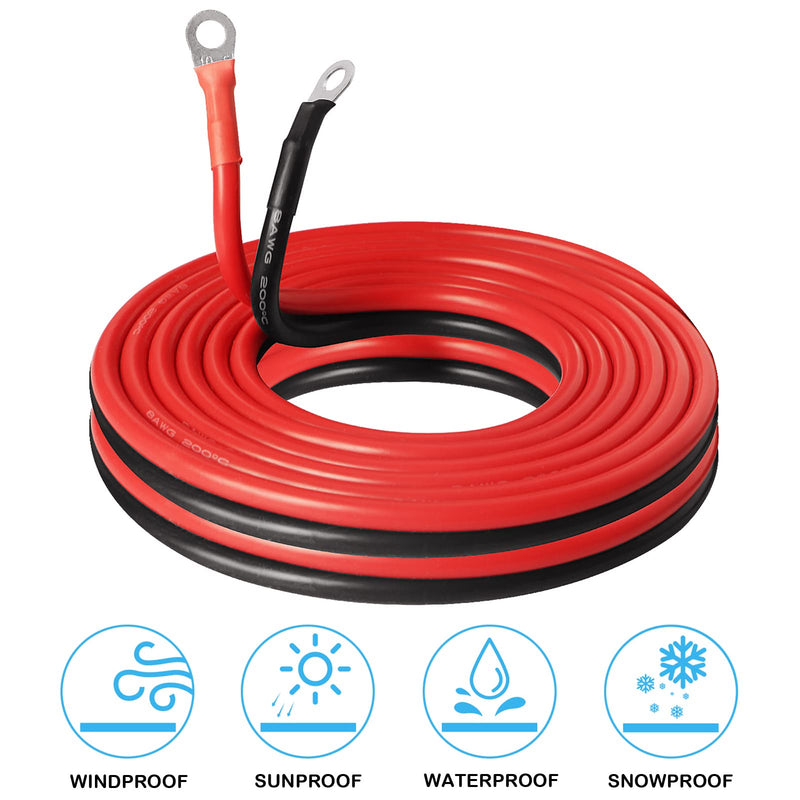 NOVINO Trolling Motor Battery Cable Extension Wire Kit-10 Feet 8 Gauge Wire for Extending Battery Cable to Trolling Motor,Fits Marine Fishing Boat 10-feet