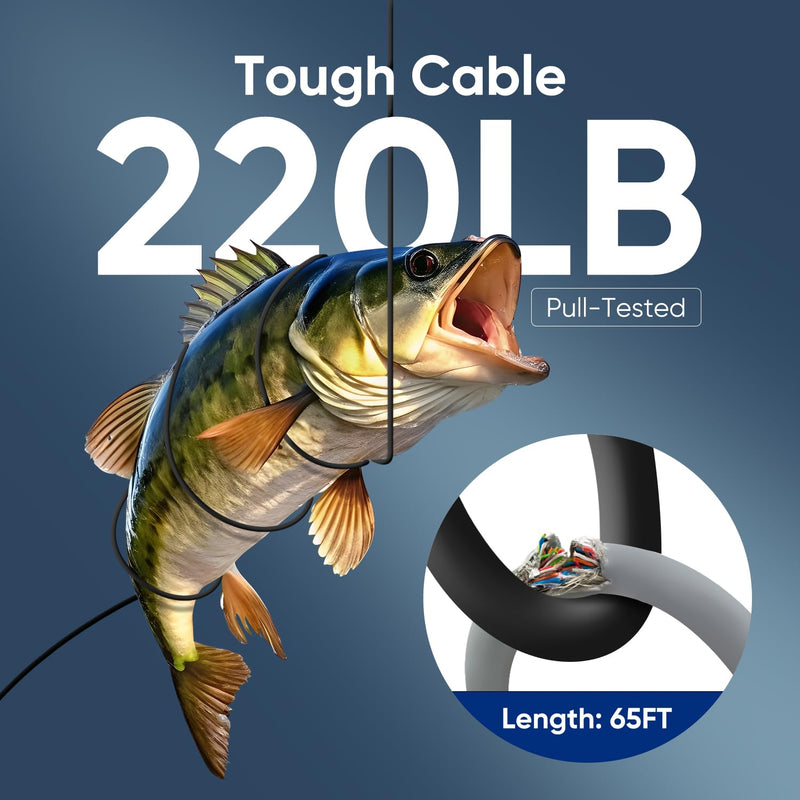 Underwater Fishing Camera 5 Inch, 1000TVL IPS Monitor Fish Finder, Wide Angle IP68 Waterproof, Infrared Night Vision with 65ft Cable for Ice, River and Boat-S26 S26