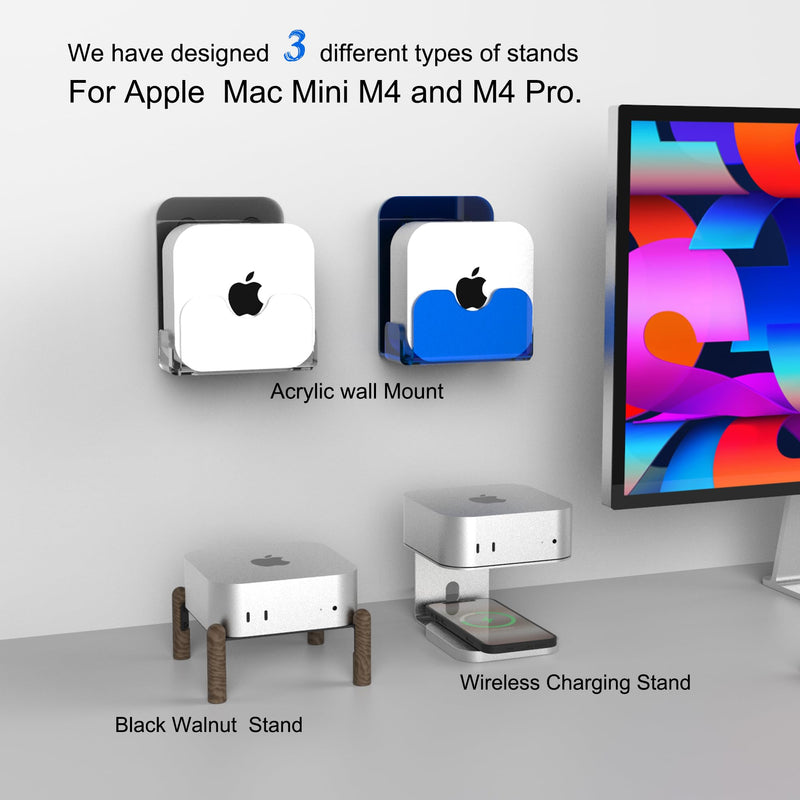 Wall Mount Stand Compatible for Mac mini M4/M4 Pro. (Transparency) transparency