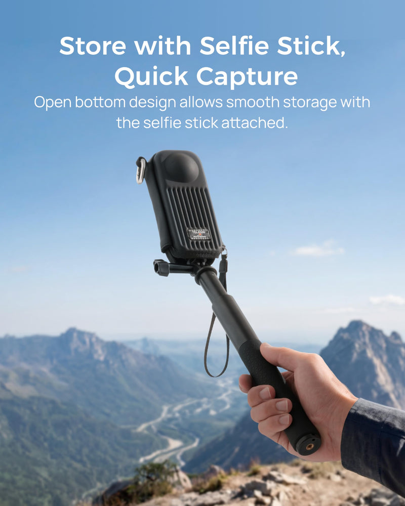 TELESIN DisAdv Carrying Case for Insta360 X5/ X4/ X4 Air, Black | Dual-Lens Protection, Fits Selfie Stick Attached, Shockproof EVA Travel Storage Bag, Water-Resistant 360 Camera Case