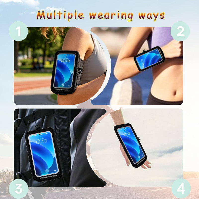 Wristband Phone Holder for Running, Forearm Armbands, Running Armband with Card Slot for iPhone Pro Max Plus (16/15/14/13/12/11/X/XR) Galaxy S24/S10, Cell Phone Armband Up to 7.0'' Phone