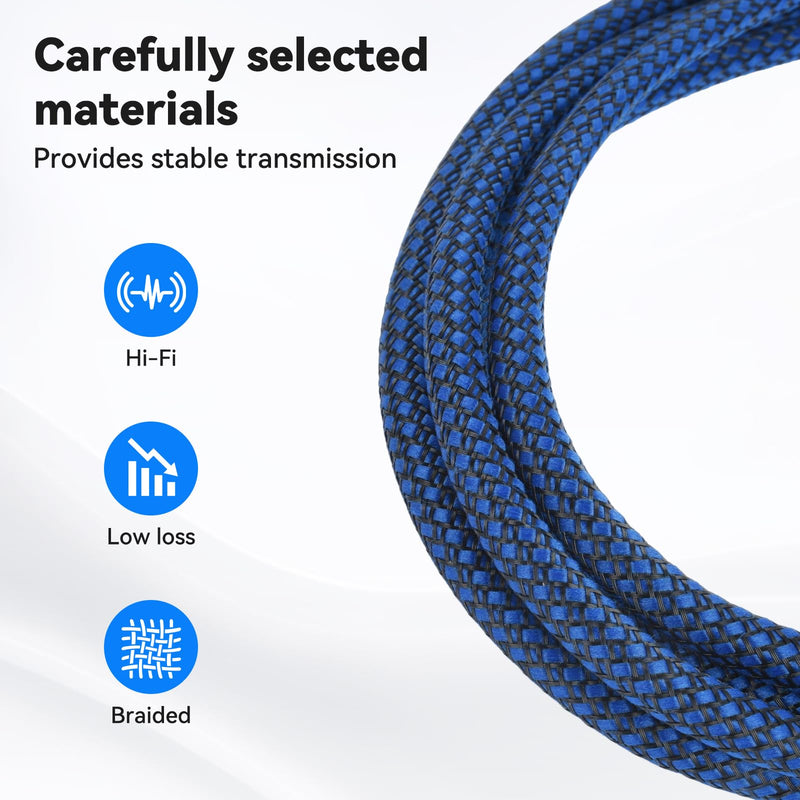 OTraki Balanced Audio Cord 6.35mm (1/4") TRS to 3-Pin XLR Cable 5.9ft | 2 Pack Microphone Cables Nylon Braided 3-Pin XLR Female to 6.35mm 1/4" TRS Audio Cord for Dynamic Microphones Blue 6ft