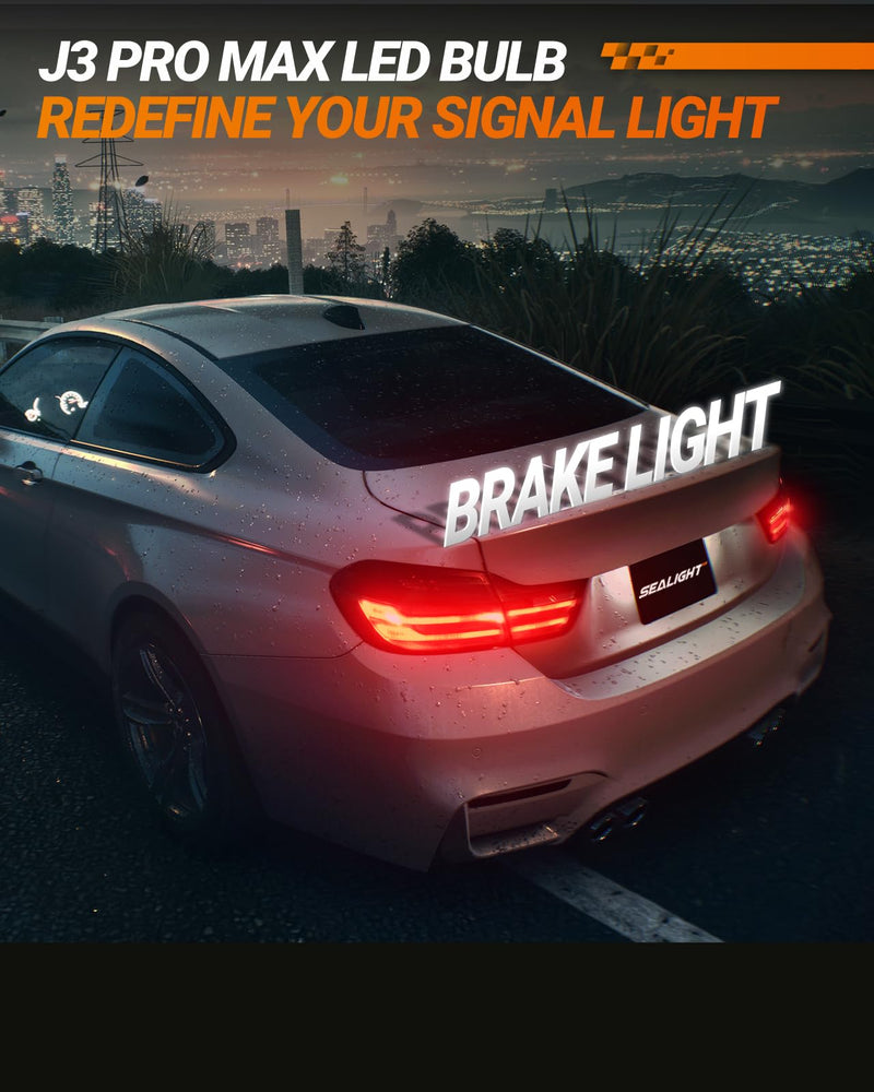 SEALIGHT 3157 LED Bulb Red, Anti Hyper Flashing LED Brake Light Bulbs, 3057 3056 3156 3156 3157NA LED Tail Light Bulbs, Blinker Brake Lights Bulbs, With Built in Resistor, Plug-N-Play, Pack of 2 3157 Brake Bulbs