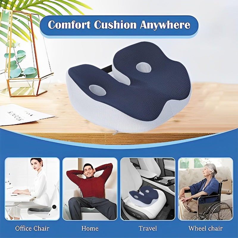 Seat Cushion, Seat Cushion for Sit Bone and Back Pain Relief, Butt, Tailbone, Hip, Hamstring, Posture Support - Memory Foam Comfort Ischial Tuberosity Pillow (Black) Black