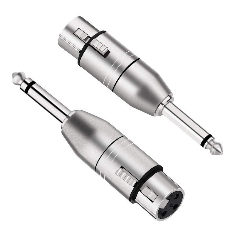 tisino XLR Female to 1/4" TS Mono Adapter, Unbalanced Female XLR to Quarter Inch 6.35mm Male Adapters - 2 Pack XLRF to 1/4" TS