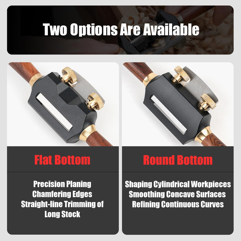 TOOLCOOL Adjustable Spokeshave Hardwood Handle Spoke Shave For Woodworking (Round Base) Round Base