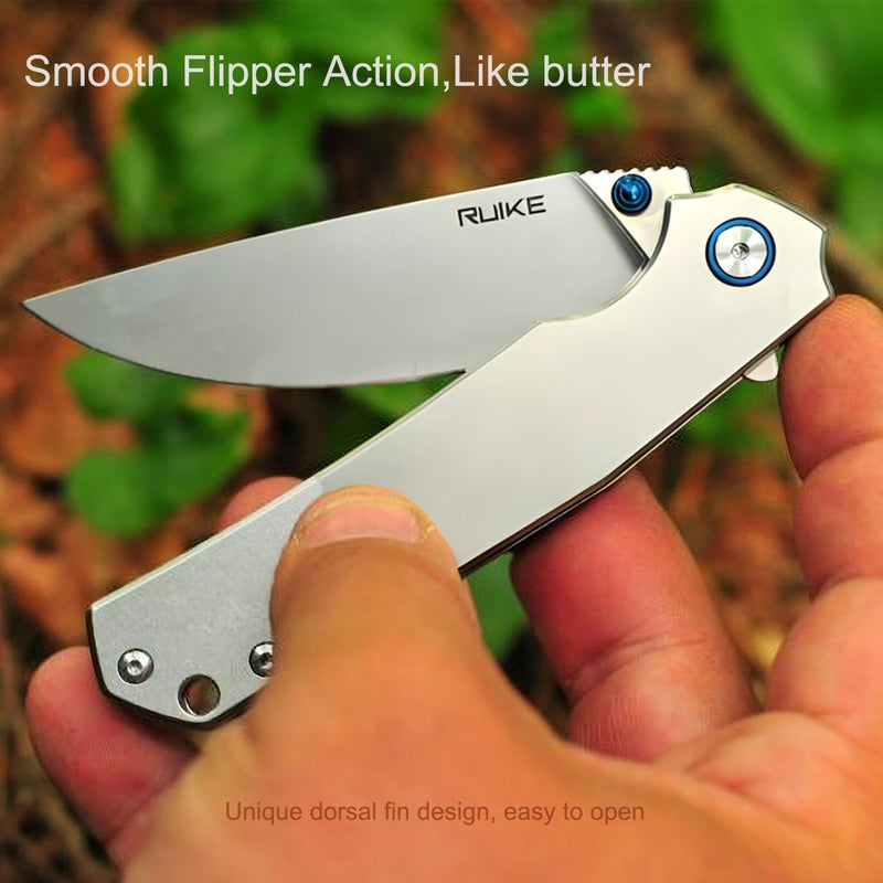 Ruike Tactical Folding Pocket Knife for men,14C28N Stainless Steel Blade,Frame Lock,EDC Small Camping Knives Belt Clip Carry,Lightweight Survival Flipper Microtech Elemental Fishing Gear Tool 3.4"