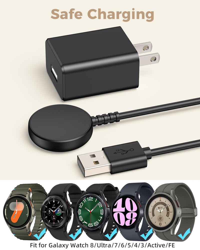 3.3FT for Samsung Galaxy Watch Charger Compatible with Watch 8/7/6/5/4/3 | for Samsung Watch 8 Classic/Ultra/7/6/6 Classic/5/5 Pro/4/4Classic/3/Active/FE, Magnetic Wall Charging Adapter & Cable
