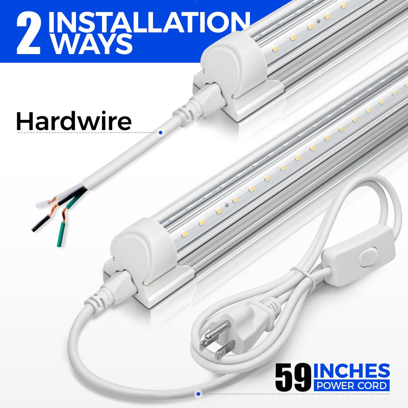 Barrina LED Shop Light 2FT, 20W 3000LM 6500K, T8 LED Light Fixture, Clear Cover, Ceiling and Utility Linkable Tube Lights for Room, Garage, Workbench, Warehouse, 2 Packs 2FT-2 Packs
