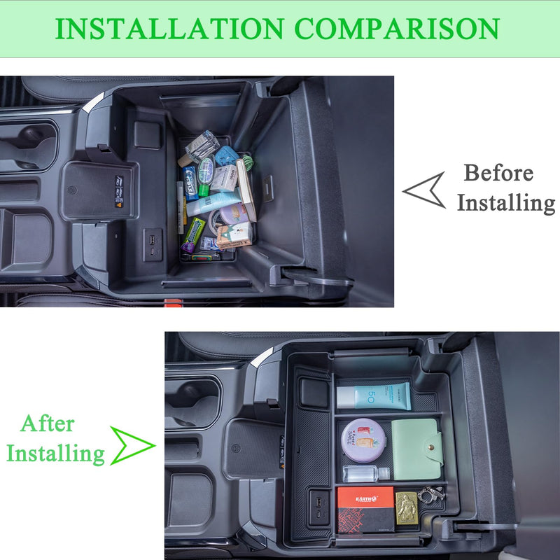 PIMCAR Full Center Console Organizer for 23-25 Chevy Silverado/GMC Sierra 1500, 22-25 Silverado/Sierra 1500 Refreshed Models, 24-25 Silverado/Sierra 2500HD 3500HD (Full Console w/Bucket Seats ONLY) 22-25 1500 Refreshed & 24-25 2500HD/3500HD Black