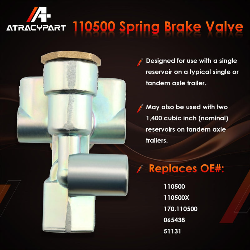 110500 Spring Brake Control Valve Sealco, Replaces# 110500X, 170.110500, 065438, 51131, Trailer 3/8" Ports Priority Valve, Emergency Stop Priority Parking