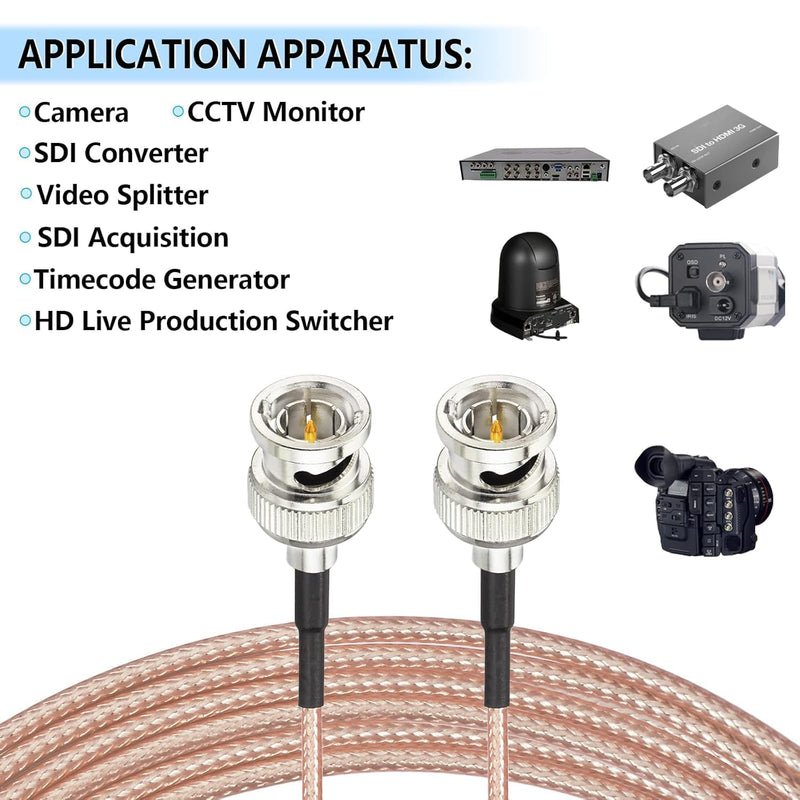 Superbat HD-SDI 3G SDI Cable 25ft BNC Male to Male 75 ohm RG179 Thin Coaxial Cable for Cameras BMCC Video Equipment,Support HD-SDI 3G-SDI 4K 8K Video, SDI Camera Wire 760cm Straight