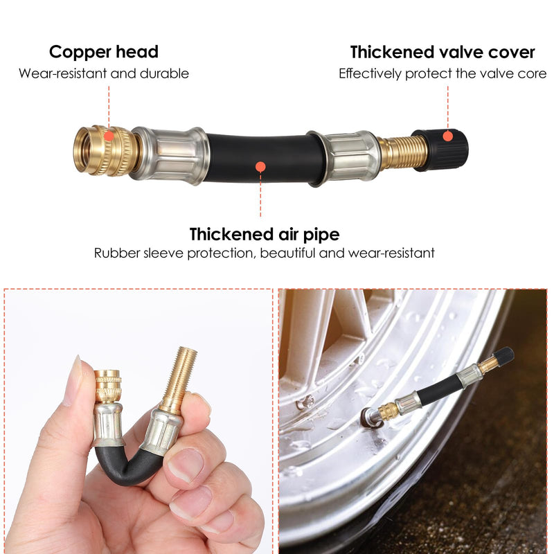 2 Pcs Valve Stem Extension, 3.93 Inches Flexible Brass Valve Stem Extension Adapter, Universal Fit Durable Design Bike Pump Tire Adapter for Car, Truck, RV, Motorcycle, Bike, Scooter