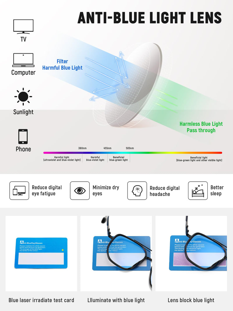kimorn Blue Light Blocking Aviator Glasses for Women Men | Clear Lens, TR90 Metal Frame, UV400, Office Gaming Black