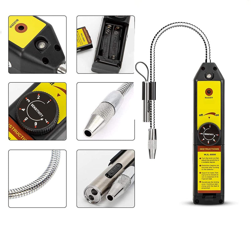 WJL-6000L Freon Leak Detector Halogen Gas Sniffer Refrigerant AC Leak Tester R22 R410A R134A R1234YF WJL-6000+L