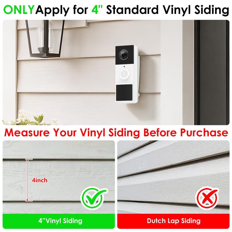 Vinyl Siding Mount for Tapo Doorbell Camera D210/D225, Adjustable Angle Doorbell Wedge Corner Mounting Bracket Kit, Doorbell Camera Mount Solve Siding Tilt Problem (4" Standard Vinyl Siding Only)