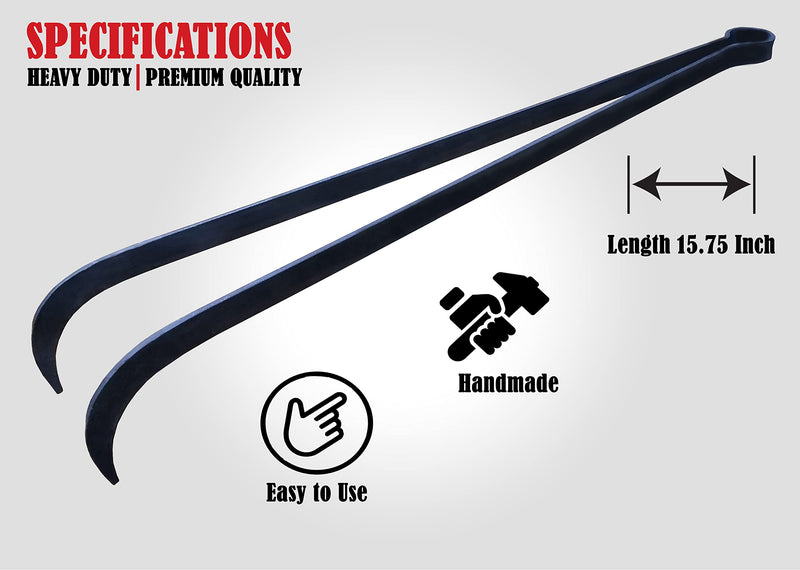 Charcoal Tongs, BBQ Charcoal Tongs, 15.75 Inch, Charcoal Tongs For Grill, Heavy Duty, Charcoal Cherry Picker Tool, Charcoal Grill Rake, Charcoal Grill Poker, Fire Tongs, Camping Fire Poker,Grill Tongs