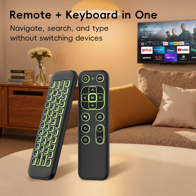 Mini Wireless Keyboard Remote, Bluetooth & 2.4G Air Mouse | 7-Color Backlit Keys • USB-C Rechargeable • QWERTY Keyboard • Android TV, Smart TV, HTPC & Projector Compatible