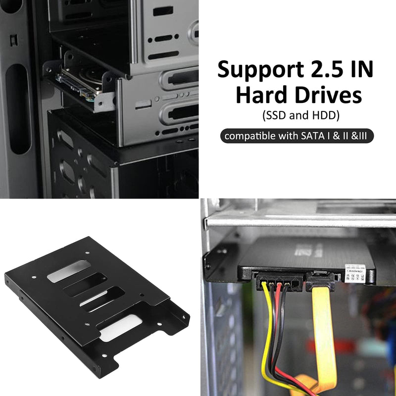 4PCS SSD Bracket 2.5 to 3.5 Adapter, SSD HDD Hard Disk Drive Bays Holder, SSD Mounting Bracket Kit Metal Mounting Bracket Adapter with Screwdriver and Screws 4pcs