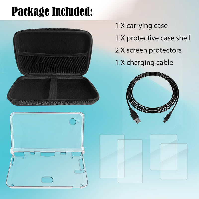JDGPOKOO 5 in 1 Accessories Kit for Nintendo DSi XL/LL, Carrying Case for NDSi XL/LL, Clear Shell Case, 2 Set Screen Protectors and Charging Cable Compatible with NDSiXL/LL ONLY