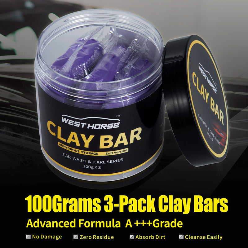 Clay Bar 3 Pack 300g(3x100g) Car Detailing Magic Clay Bars, Auto Clean Wash Bars, Deeply Cleanse The Paint Surface (Medium) Medium