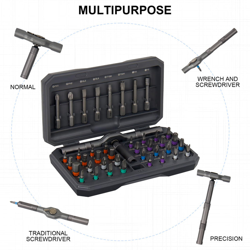  [AUSTRALIA] - 42 in 1 Magnetic Screwdriver Set, DIY Ratchet Screwdriver Set, Multi Bit Screw Driver Set Kit with Case, Handle Detachable, Portable Repair Tool for Electronics, Glasses, Bicycles & Home Repair 42 in1