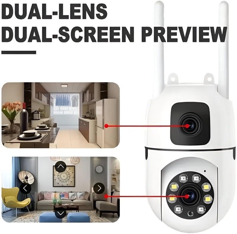 Camera Home Security, Outdoor Camera Dual Lens, WiFi Human Detection, HD Night Vision, 2-Way Talk, Indoor/Outdoor Camera, Dual Screen App Control, for Home Yard Store, Surveillance Wireless Camera (2)