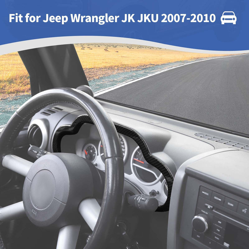 RT-TCZ for Jeep JK Dash Cluster Instrument Panel Gauge Trim Cover Carbon Fiber for Jeep Wrangler JK JKU 2007-2010 Carbon Fiber Interior Accessories