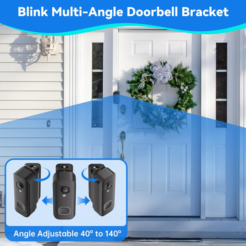 Adjustable Doorbell Mount Compatible with Blink New-est 2026 Battery Doorbell 2K+, 40°-140° Left/Right Swivel Doorbell Camera Mount, Wide Viewing Angle Bracket for Home/Apartment - Black