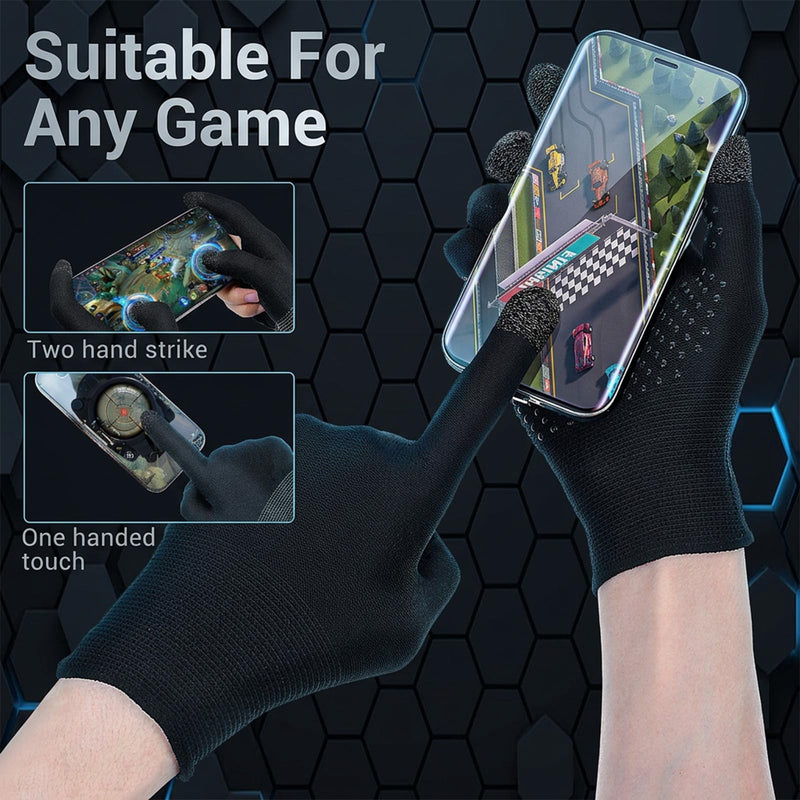 2 Pairs Touch Screen Gaming Gloves Full-Finger Touchscreen Gloves | Anti Slip Sweat, Ultra-Thin Breathable, Mobile Finger Sleeve with Dispensing for Sweaty Hands High-Ranking Players Streamer