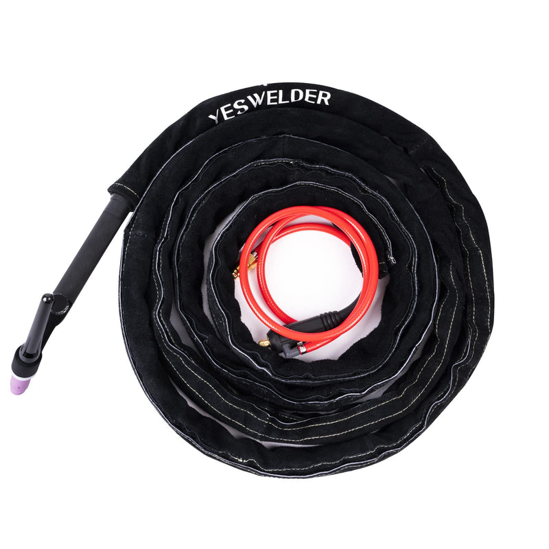 YESWELDER TIG Welding Torch Cable Cover Flame Resistant Leather Black Cover 7.6 Meters(25 Feet Length) 25 Feet(7.6 Meters)
