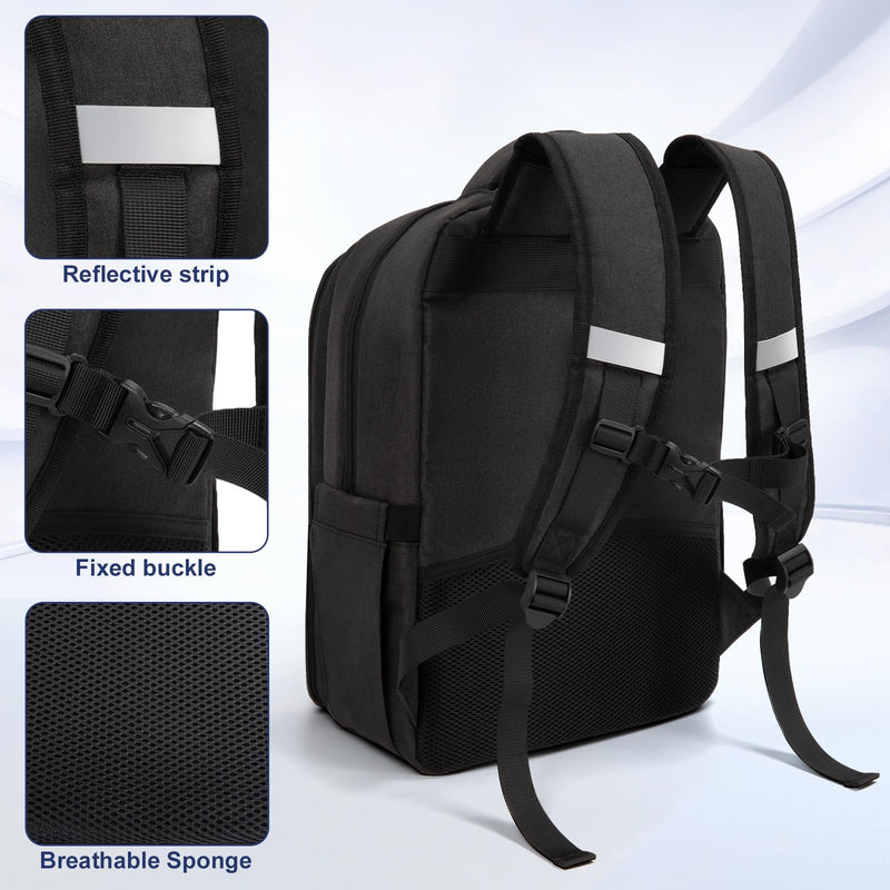 GDNasist Barber Supplies Bag, Portable Barber Backpack for Barber Accessories, Hairstylist Travel Bag for Clippers and Supplies, Clipper Bag for Hair Tools with Insulated Pocket, Black