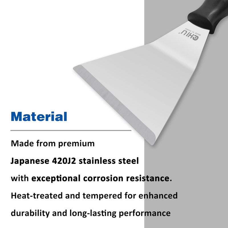 CHILI TOOLS 4 Inch Bent Stainless Steel Chisel Pole Scraper - Heavy Duty Wall Scraper, Paint Wallpaper Putty Adhesive Removal, Popcorn Ceiling Drywall Repair, Fits CHILI Extension Pole, Made In Taiwan 4" Bent