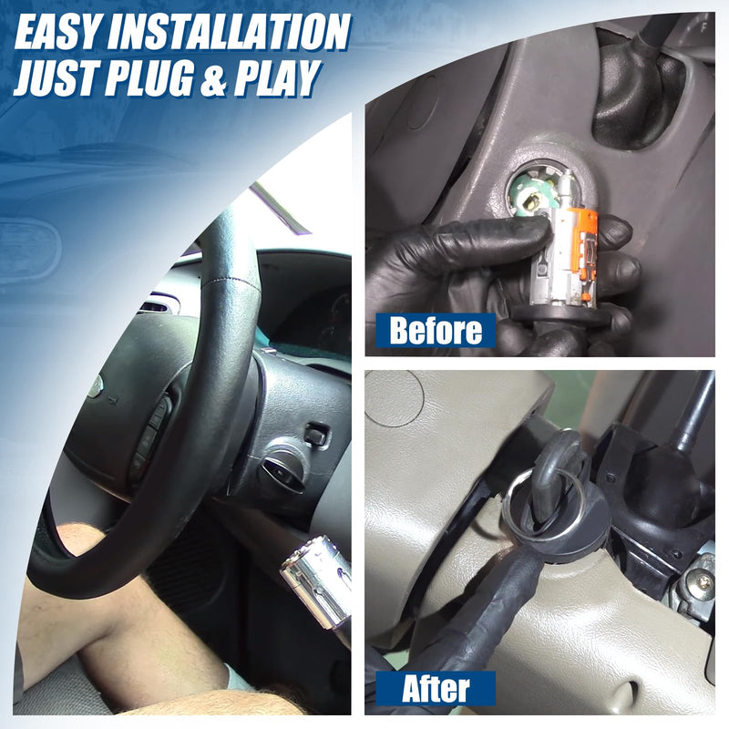 Ignition Switch Door Lock Cylinder Kit for Ford, Ignition Switch Lock Cylinders Keys fit 97-08 Ford E150 E250 E350 Ranger Ignition Locks Cylinder, 96-07 Explorer Aerostar, Replace LC6177 DL5886 597638 Ignition & 2 Door Locks