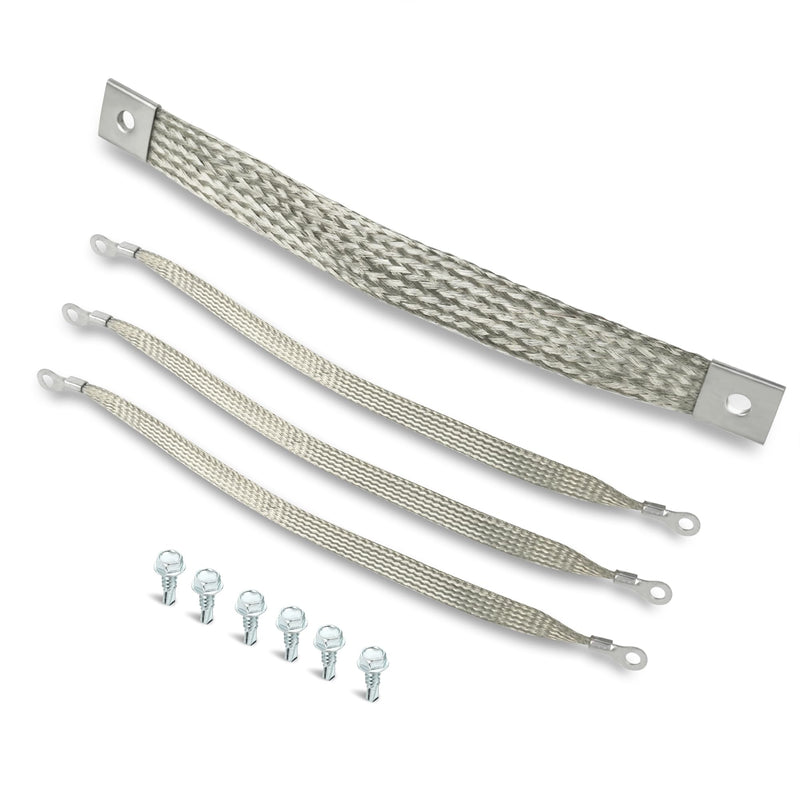4Pcs Heavy Duty Engine Braided Ground Strap Battery Starter Chasis Body Frame Grounding Wire Straps Kit 315 Amps 40140