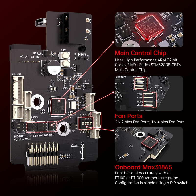 BIGTREETECH EBB SB2209 CAN V1.0 Extruder Breakout Board for Voron Stealthburner UART Mode Support Klipper with 100K NTC B3950 + 30-Pin Ribbon Wire Kit