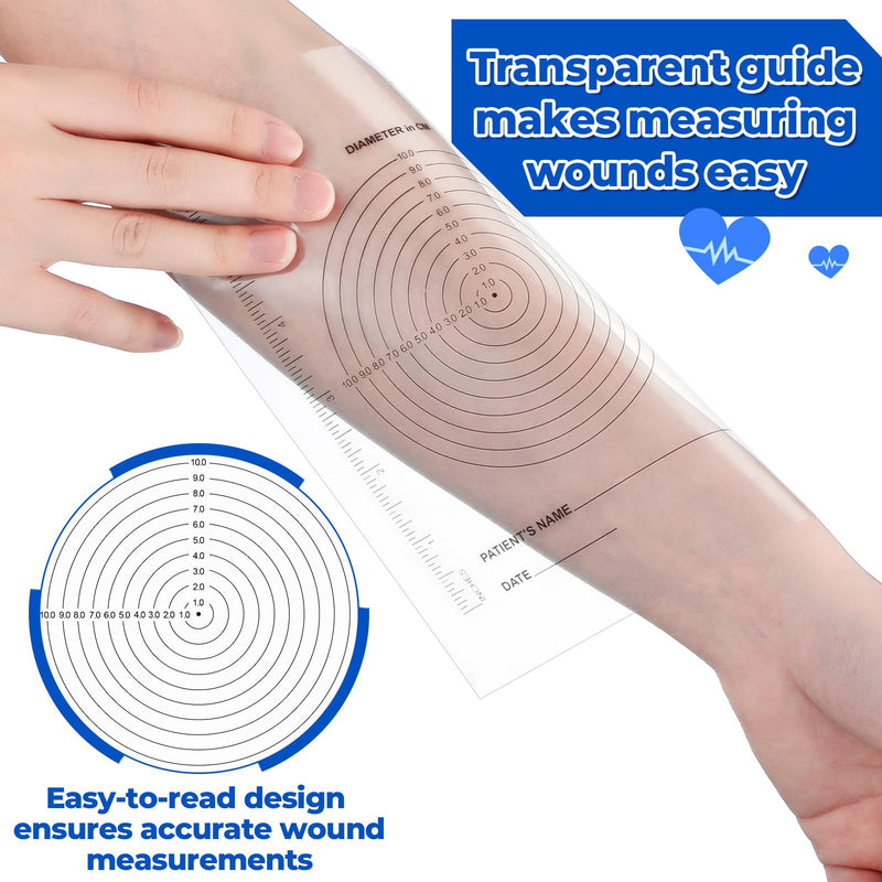 Motiskyy 300 Pack Wound Measurement Tools Measuring Bullseye Guide Medical Wound Ruler Soft Flexible Measure Guide for Nurses Patient