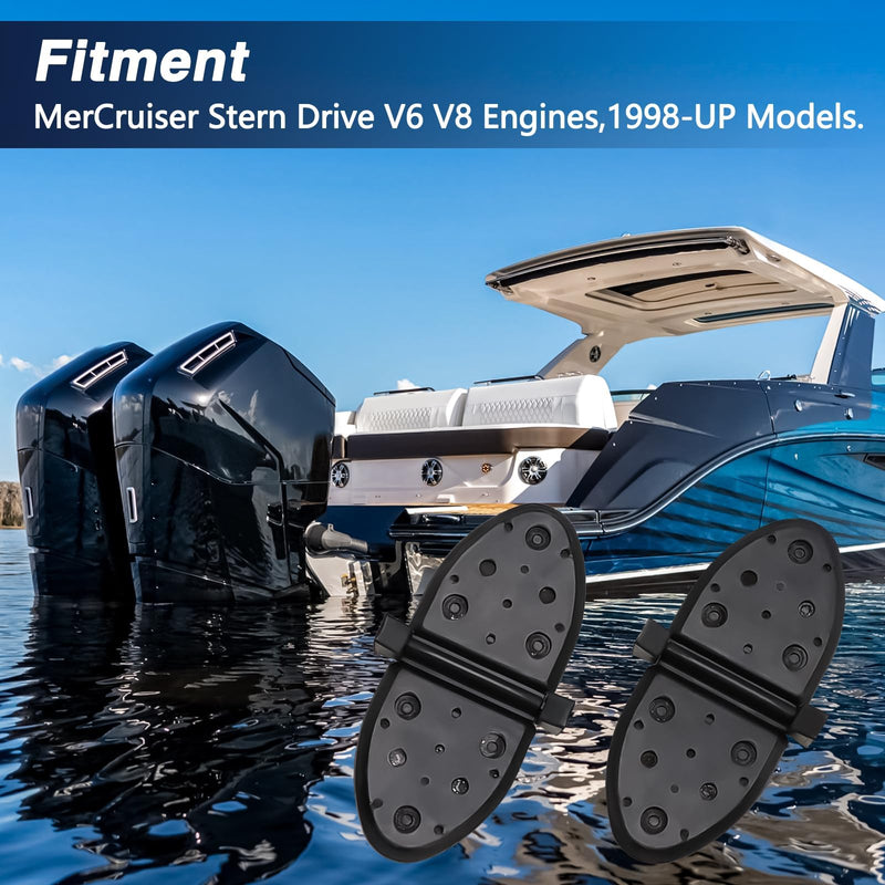 One Pair of Water Shutter Kit Exhaust Flapper Kit Compatible with MerCruiser Stern Drive 4.3L 5.0L 5.7L 5.8L 6.3L 7.4L 8.2L Engines 1998-UP Replace# 807166A1