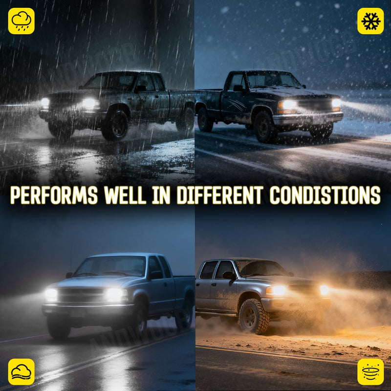 Light Bulbs Compatible for 1999 2000 2001 2002 2003 2004 2005 2006 Chevy Silverado 1500 Lights 2500HD 3500 Off-road High Low Beam, Plug n Play, 48000 Lumens 800% Brightness, Pack of 4 Compatible for 1999-2006 Silverado