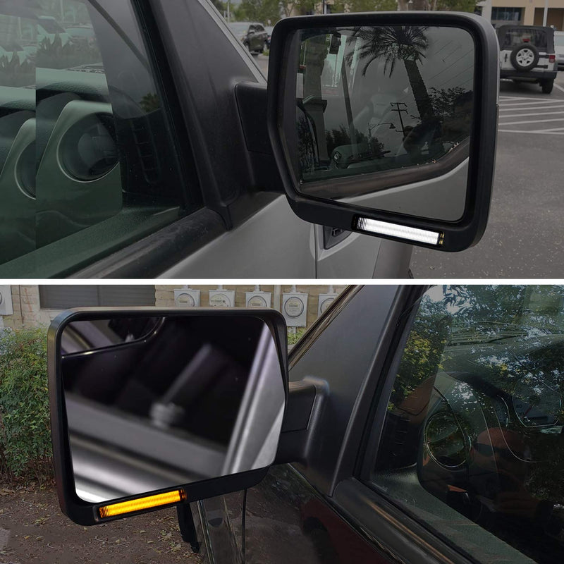 RUXIFEY Sequential Switchback LED Side Mirror Turn Signals Running Lights Smoked Compatible with Ford F150 Expedition, Lincoln Mark LT Amber and White