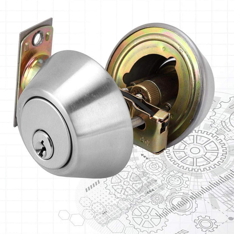 Premium Double Cylinder Security Door Lock for Wood Doors High Durability Safety Key Control Mechanism(Silver)