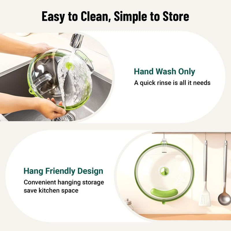 Microwave Splatter Cover with Water Steamer, Upgraded Microwave Cover for Food with Handle, Clear Plate Covers, Splatter Guard, Kitchen Essentials Gadgets, House Warming Gifts New Home, 10 Inch Green 10inch
