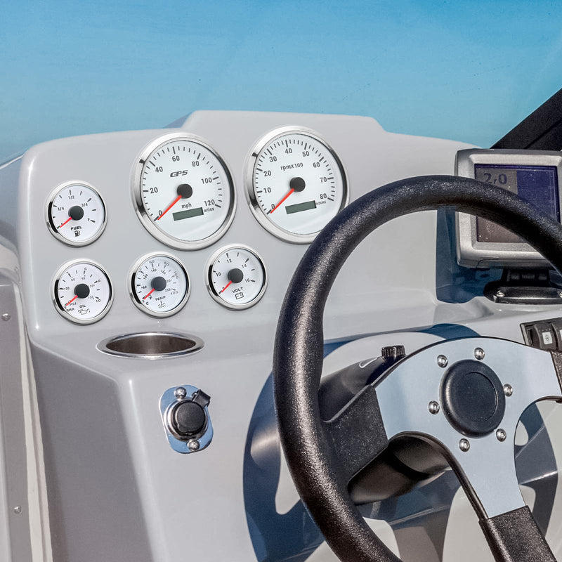 ARTILAURA 110mm 4-3/8" Tachometer 8000 RPM Boat RPM Gauge 7 Color Marine Large Tachometer for Car AUTO Truck 9-32V (White) White 8000RPM 110mm