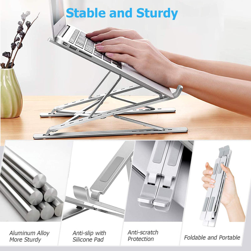 Laptop Stand, Adjustable Portable Laptop Holder,Aluminum Alloy Desktop Mount Compatible with 10-15.6 Inch MacBook PC-Notebook Tablet Thinkpad (Light Silver) LIGHT SILVER