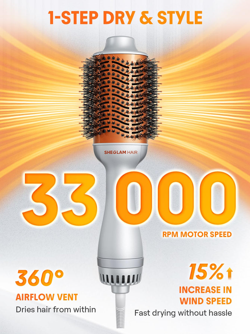 SHEGLAM Blowout Bliss Hot Air Brush for Drying Smoothing Curling and Volumizing with Care for Shiny Hair Hot Air Brush Blowdry Styler 71mm